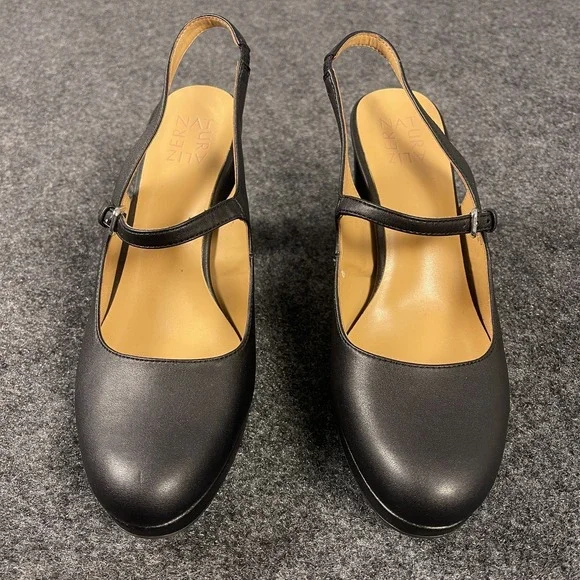 Naturalizer Berlin Womens 9.5M Black Platform Mary Jane Heels Slingback Chunky - Picture 5 of 10